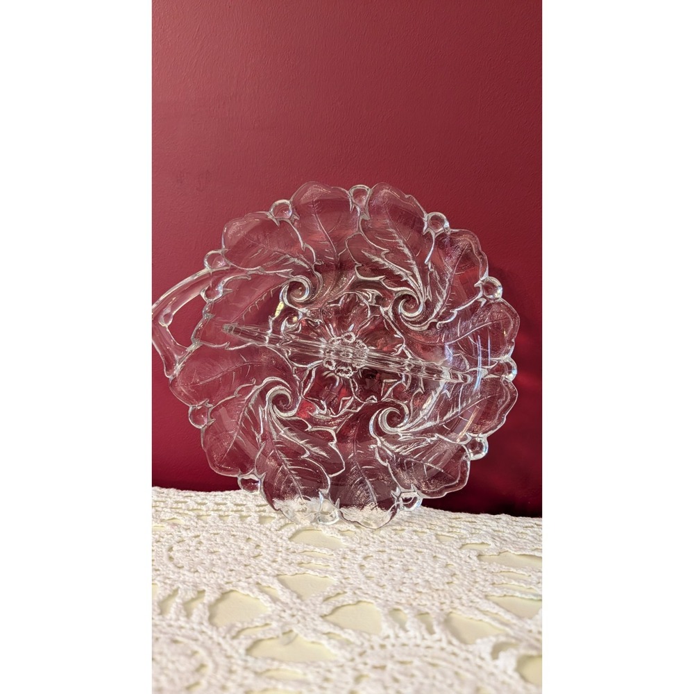 Vintage 1930s Indiana Glass Wild Rose Divided Relish Bowl Plate